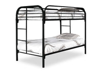 Logan Bunk Bed with Ladders & Guard Rail for Kids, Black Metal - Twin/Twin 