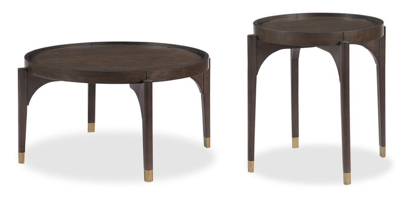 Neeva 24\" Modern Round End Table - Dark Brown Birch