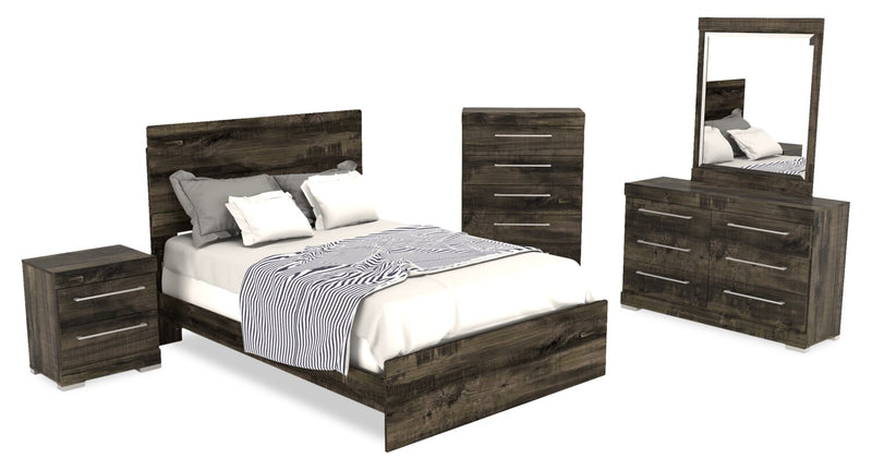 Riley Bedroom Chest of Drawers, 5-Drawer, 31\"W x 46\"H, Made in Canada - Grey