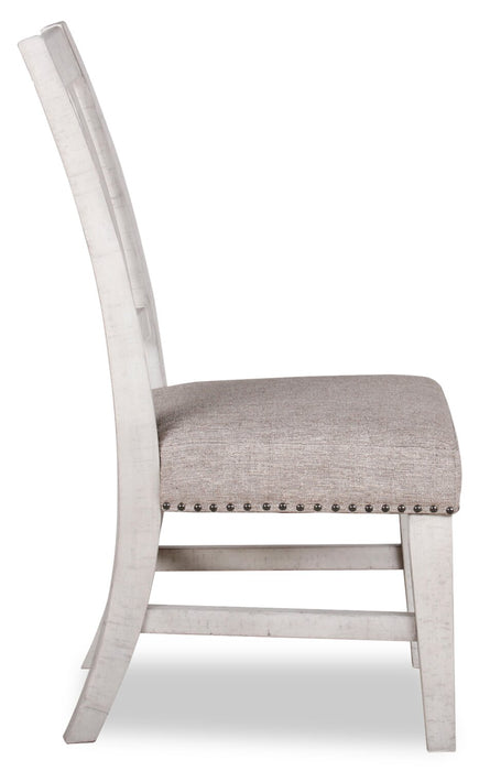 Willow Dining Chair with Cushion Fabric Seat & Nailhead Trim - Rustic White
