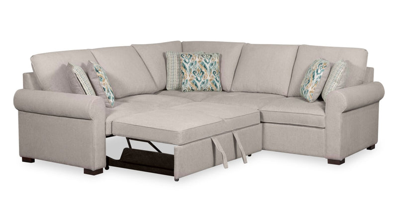 Scott Living Haven 3-Piece Chenille Fabric Sleeper Sectional - Grey