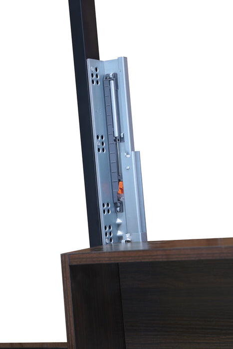 Amos Upholstered Storage Bed Base in Charcoal Fabric with 3 Built-in Drawers  - Queen Size