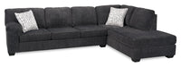 Made in Canada Morgan 2-Piece Right-Facing Chenille Fabric Sectional with Sofa and Accent Pillows - Grey 