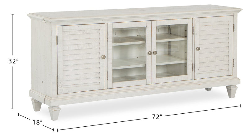 Baron 72” Rustic Pine TV Stand with Storage and Cable Management for TVs up to 80” - Alabaster