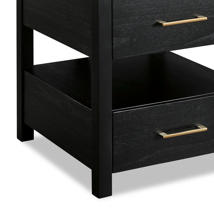Julian 22” Contemporary End Table with Storage and USB Ports - Black