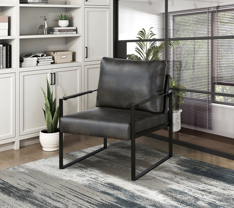 Nico 24.75\" Faux Leather Accent Chair with Metal Legs - Dark Grey