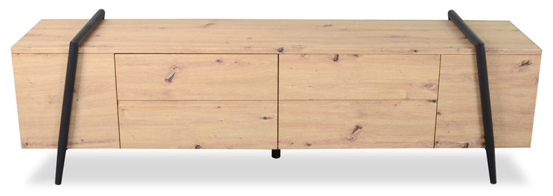 Rynar 71\" Modern TV Stand with Storage for TVs up to 80\"- Natural Wood