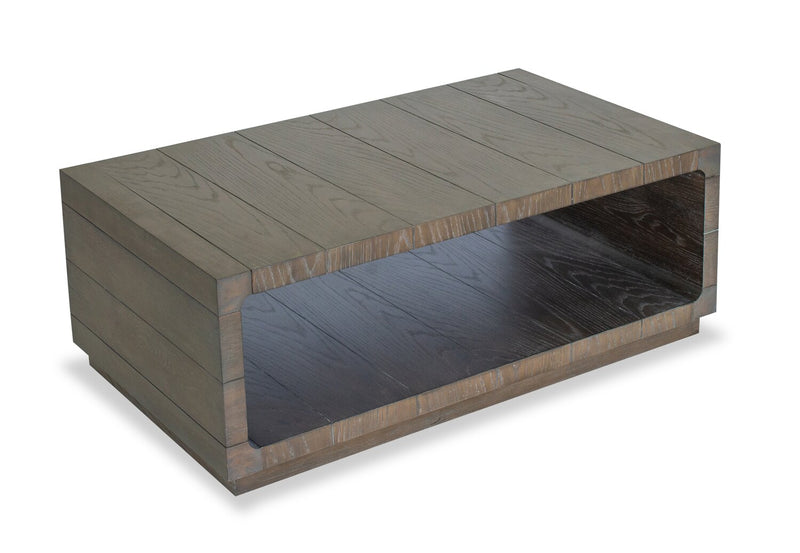 Avalon 52” Modern Solid Wood Coffee Table with Shelf and Casters - Brown