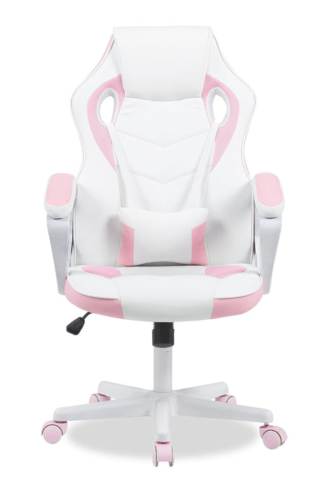 Velocity 24\" Ergonomic Gaming Chair - White & Pink