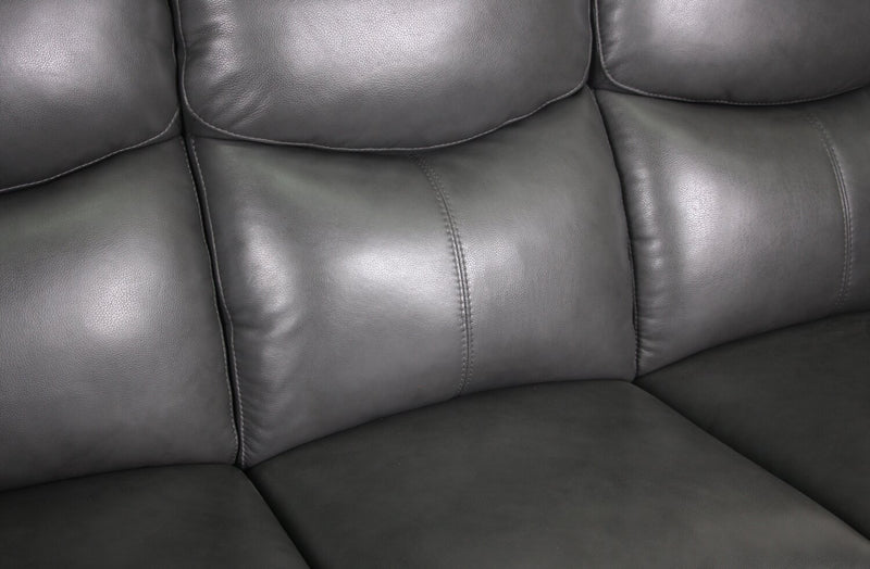 Cornell 63.39\" Top-Grain Genuine Leather Reclining Loveseat - Grey