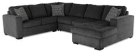 Made in Canada Legend 4-Piece Right-Facing Chenille Fabric Sleeper Sectional with Storage Chaise - Pepper Grey 