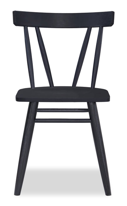 Remi Dining Chair with Curved Slat-Back - Black