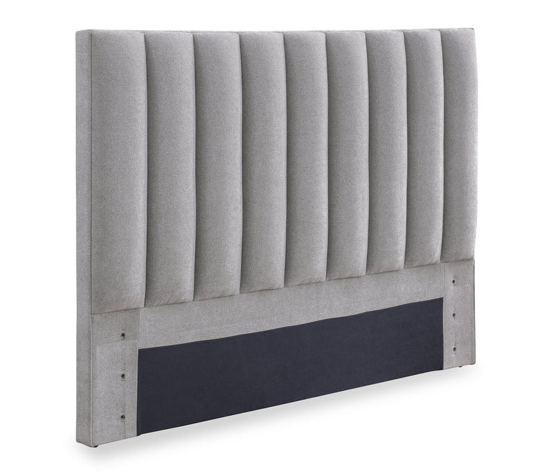 Amos Grey Upholstered Storage Bed with Channel Headboard - Full