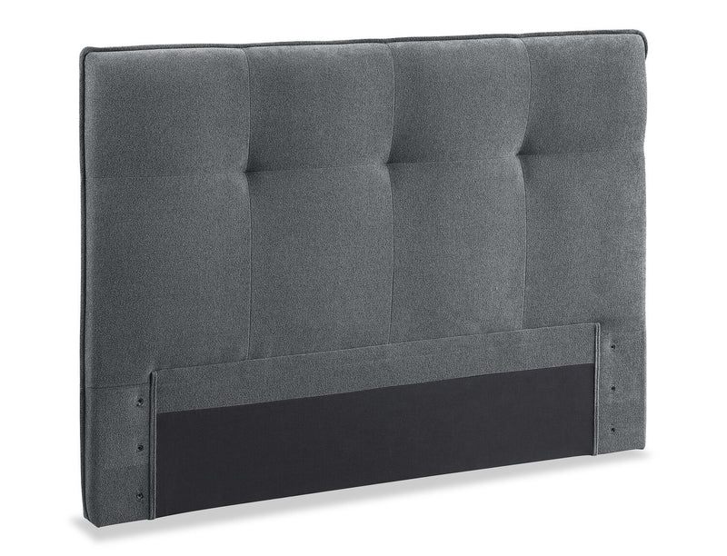 Amos Upholstered Headboard in Charcoal Fabric, Tufted - Queen Size