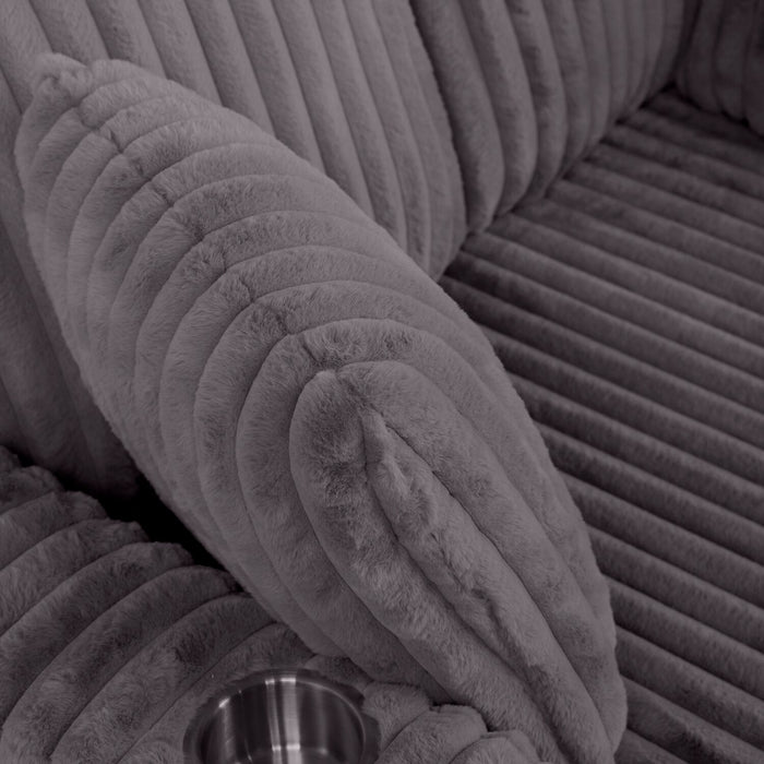 Kenny 52.8\" Ultra Plush Faux Fur Fabric Chaise Lounge – Grey 