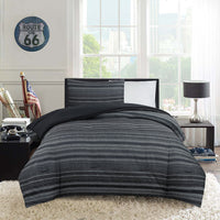 Windsor 3-Piece Full/Queen Comforter Set - Black and Grey 