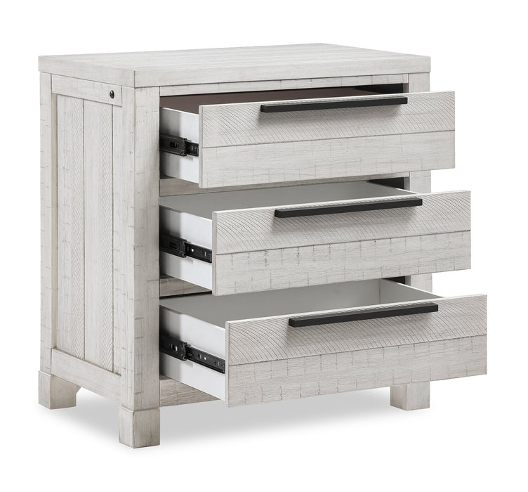 Haven Bedside 3-Drawer Nightstand with USB Port, 26\"W x 28\"H - White