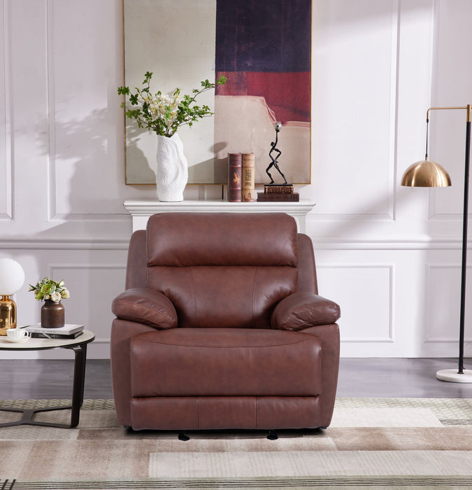 Sorrento 42\" Genuine Leather Power Reclining Chair with USB Port - Madrid Brick Brown