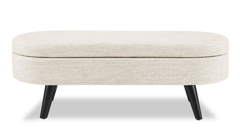 Montreal 43.5\" Oval Fabric Storage Ottoman - White