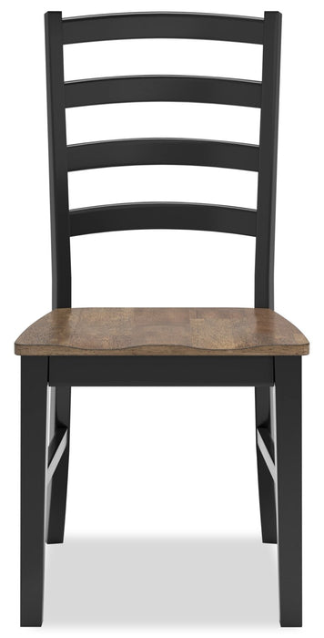 Raven 5pc Dining Package with 60-78\"W Extension Table & 4 Chairs - Two-Tone Black & Brown