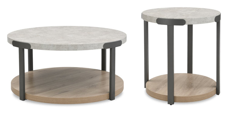 Felicity 22\" Round End Table with Shelf - Grey