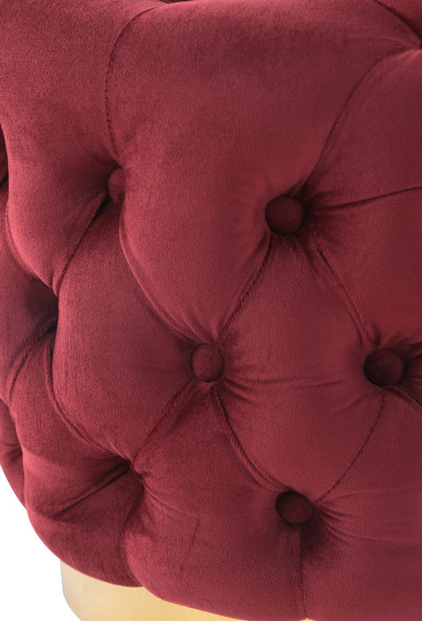 Adell 17\" Round Fabric Ottoman with Gold Base - Red