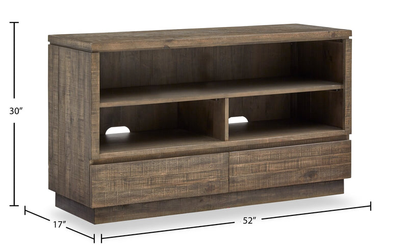 Elm 52” Rustic Pine Sofa Table with Storage and Cable Management - Brown