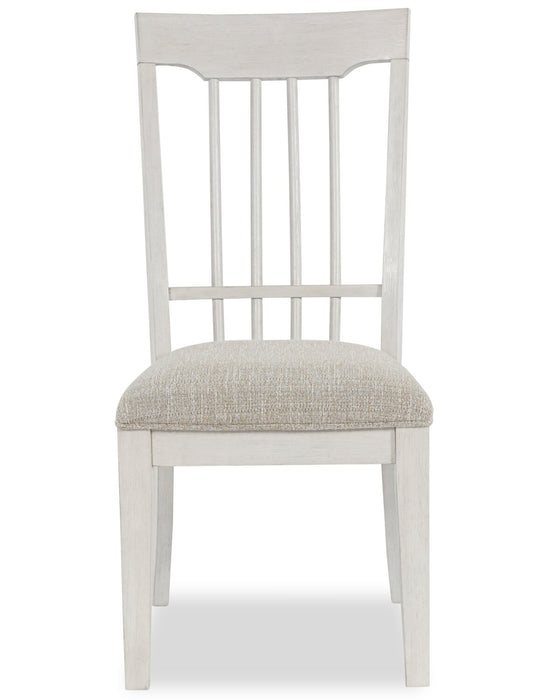 Quill Dining Chair with Polyester Fabric, Spindle-Back - Antique White & Brown