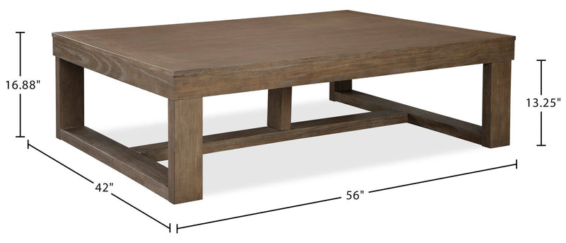 Jasper 56\" Modern Coffee Table - Grey Brown
