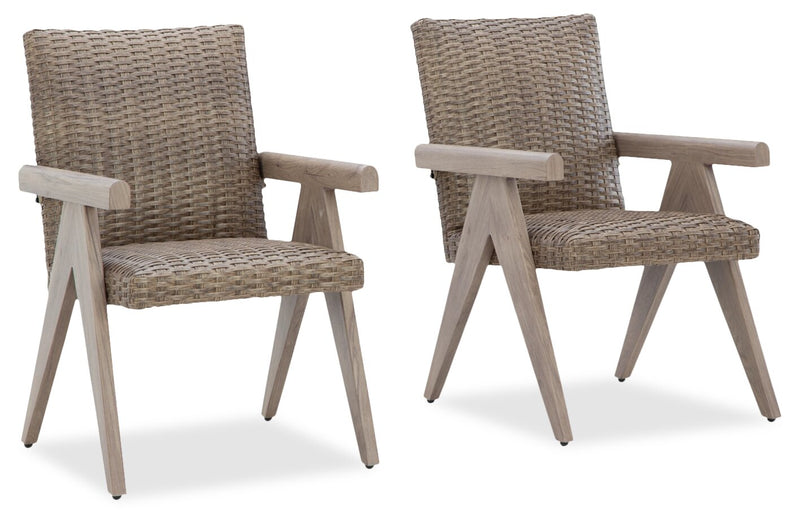 Muskoka Outdoor Patio Set of 2 Chairs - Resin Wicker, UV & Weather Resistant - Beige