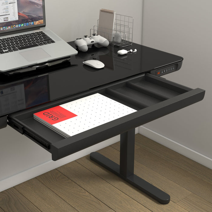 Metro 47.24” Height-Adjustable Office Desk with Storage and USB Ports - Black