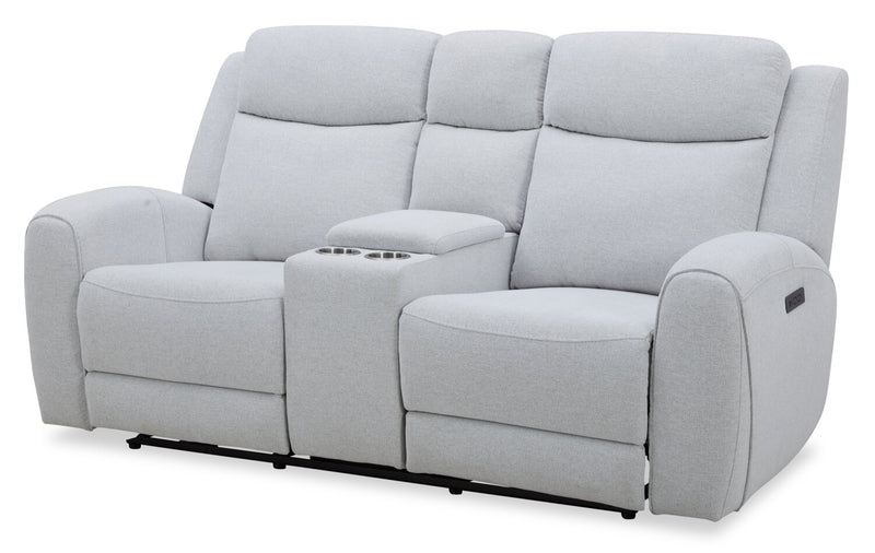 Reign 78\" Fabric Power Reclining Loveseat with Console - Bronco Stone Grey