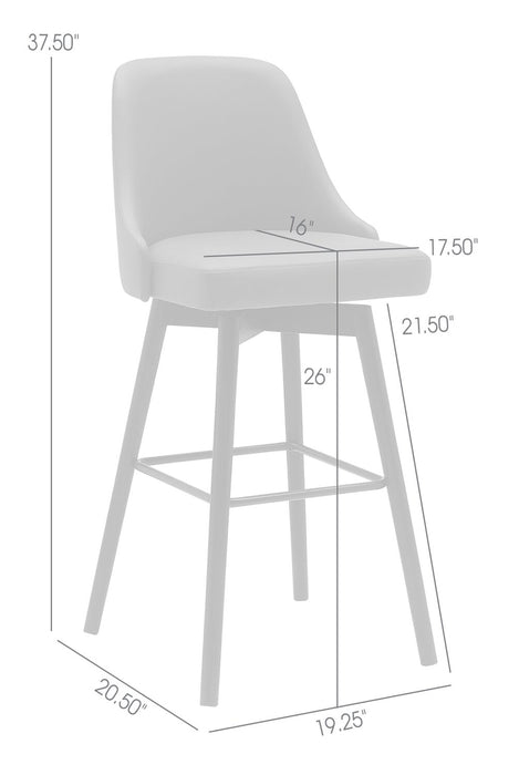 Nash Counter-Height Stool with Swivel Seat & Vegan Leather Fabric, 26.5\"H, Wood & Metal - Taupe