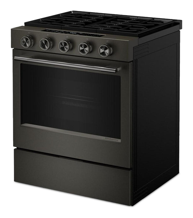 KitchenAid 30\" 5.0 Cu. Ft. Slide-in Gas Range with Convection Modes - Black Ore - KSGS530SBE