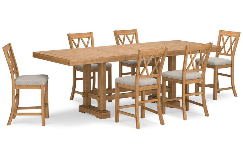 Archer Counter-Height Dining Chair with Fabric Seat, Cross-back - Light Brown