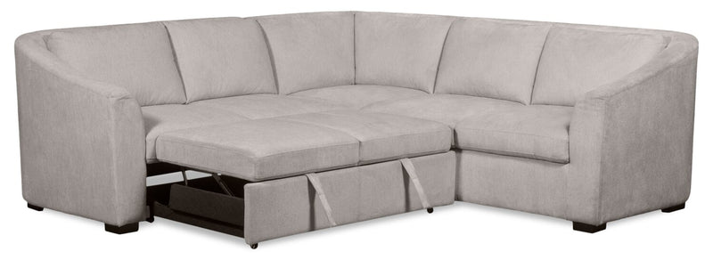 Envy 2-Piece Left-Facing Chenille Fabric Sleeper Sectional - Fog Grey