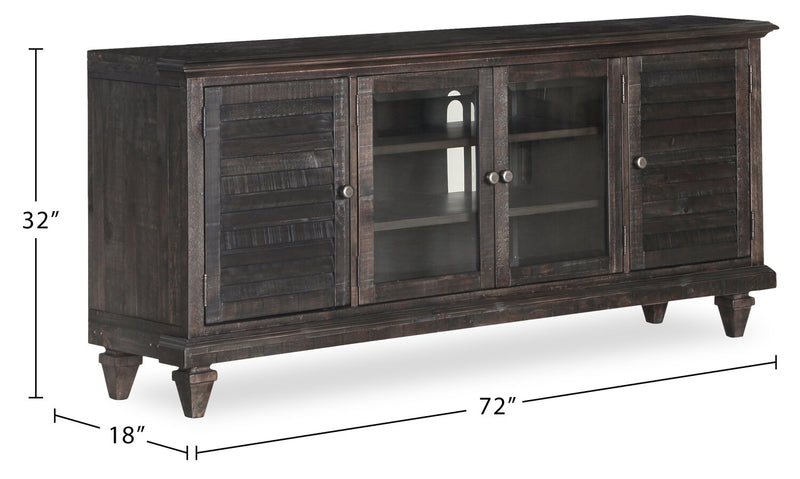 Baron 72” Rustic Pine TV Stand with Storage and Cable Management for TVs up to 80” - Weathered Charcoal