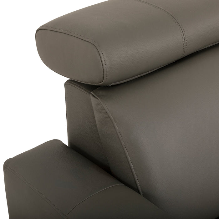 Valentino 3-Piece Right-Facing Genuine Leather Power Reclining Sectional with Adjustable Headrests - Grey