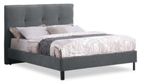 Amos Upholstered Platform Bed in Charcoal Fabric with Tufted Headboard - Full Size 