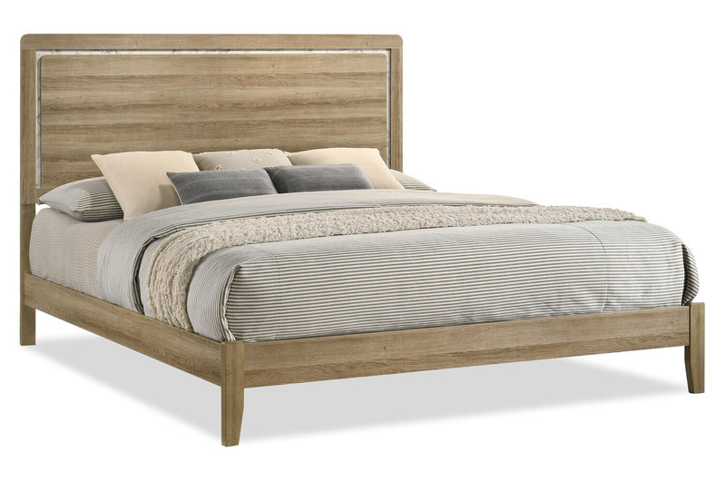 Sable 6pc Bedroom Set with Bed, Dresser, Mirror & Nightstand, Light Brown - King Size