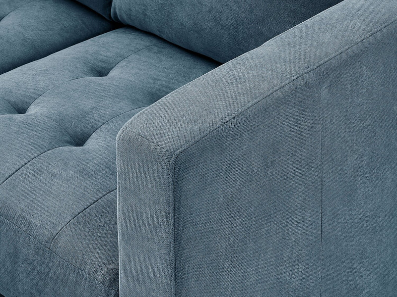 Metro 57\" Fabric Loveseat with Tufted Seat Cushions and Reversible Back Cushions - Denim Blue