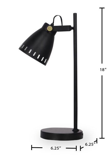 Arthur 18” Modern Metal Desk Task Lamp - Black