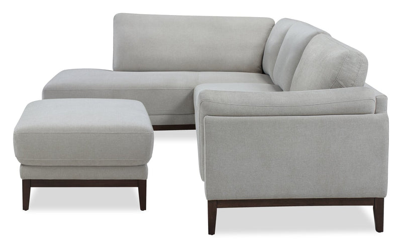 Horizon 2-Piece Left-Facing Fabric Sectional with Wood Base and Legs - Grey