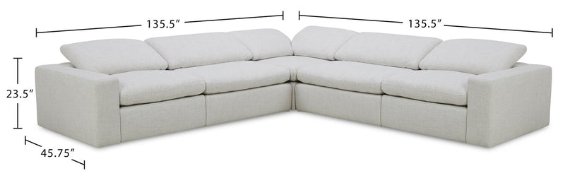 Sky Modular 5-Piece Fabric Power Reclining Sectional with Removable Feather Down Cushions - Nathan Wheat