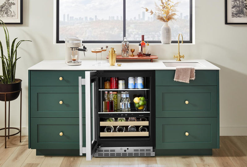 KitchenAid 24\" Beverage Centre with Wood-Front Racks – PrintShield™ Stainless Steel - KUBL524SPS