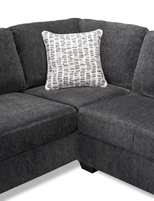 Made in Canada Morgan 2-Piece Left-Facing Chenille Fabric Wrap Sectional with Accent Pillows - Grey