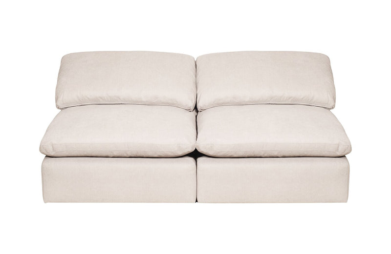 Eclipse Modular 5-Piece Linen-Look Fabric Sectional with Ottoman and Reversible Feather Down Cushions - Linen White