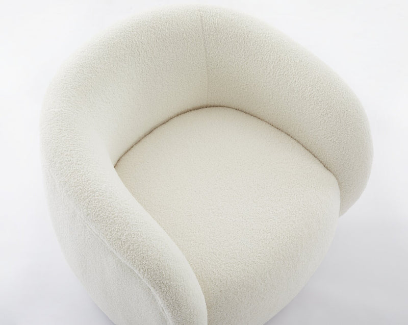 Solo 31.1\" Sherpa Fabric Curved Accent Chair - Ice Cream 