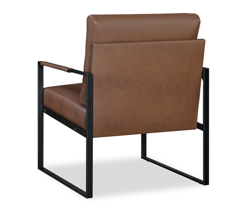 Nico 24.75\" Faux Leather Accent Chair with Metal Legs - Brown 
