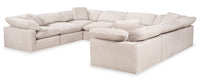 Eclipse Modular 8-Piece Linen-Look Fabric Sectional with Reversible Feather Down Cushions - Linen White 